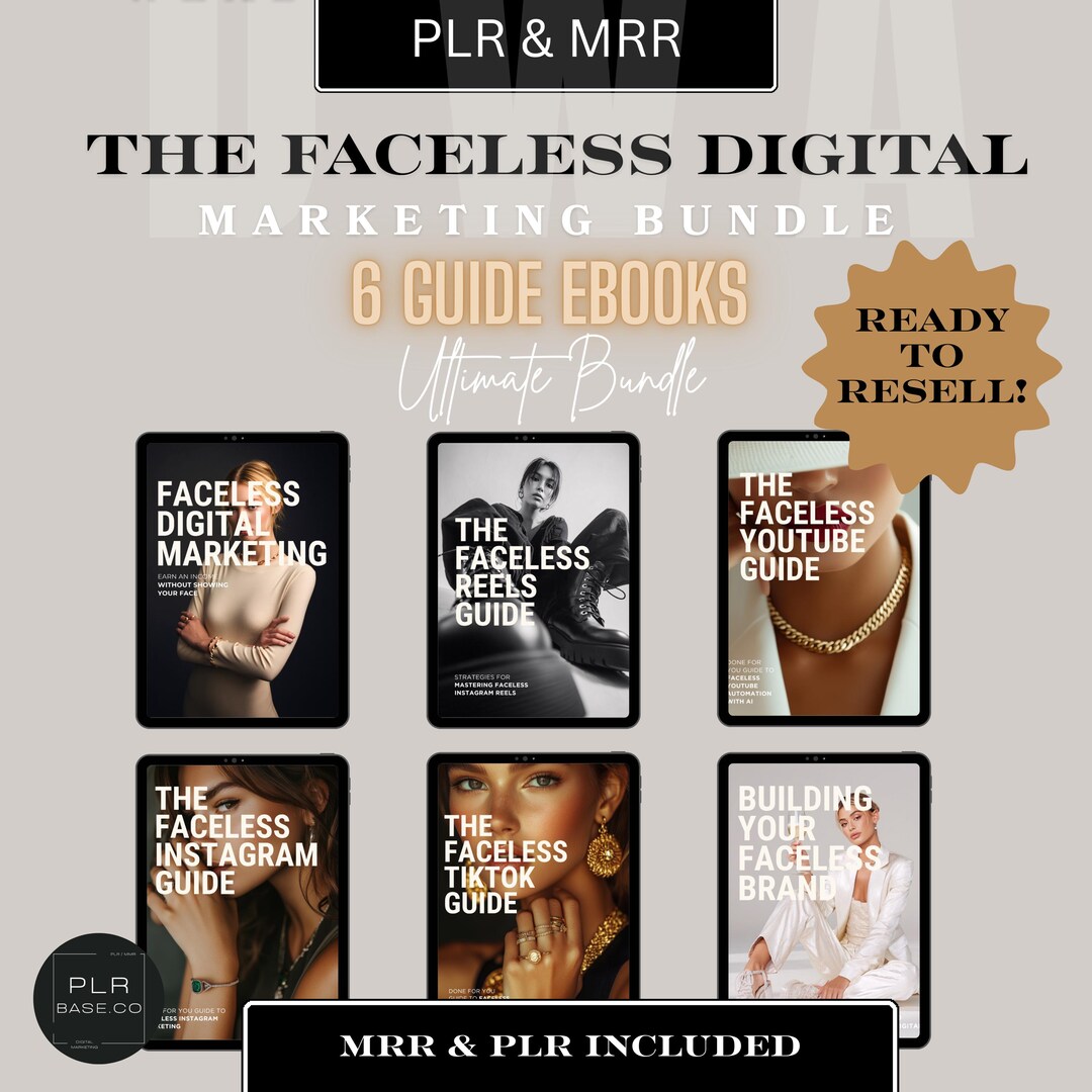 The Faceless Digital Marketing Ebook Bundle With PLR & MRR Social Media ...