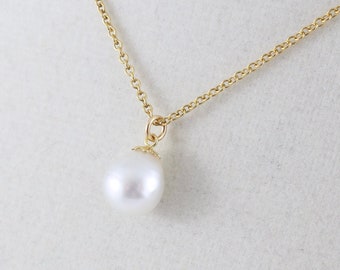 South Sea pearl necklace, Pearl pendant necklace, white baroque saltwater pearl, single pearl pendant,  handcrafted pearl jewelry, 24” long