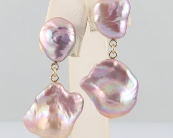 Pearl earrings, fireball pearl earrings, AAA keshi pearl earrings, stud dangle pearl earring, freshwater pearl studs, handmade pearl jewelry