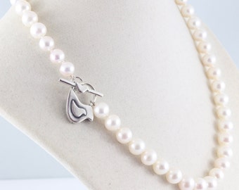 Collier de perles, collier de perles blanches classique, bijoux de mariage, collier mère et enfant, collier de perles pour hommes, bijoux de perles d'eau douce