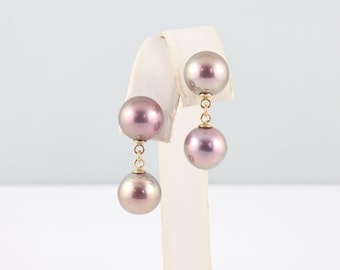Pearl stud earrings, dangle drop earrings, mismatched earrings, AAA cultured freshwater pearls. double bubble pearl earrings, pearl jewelry