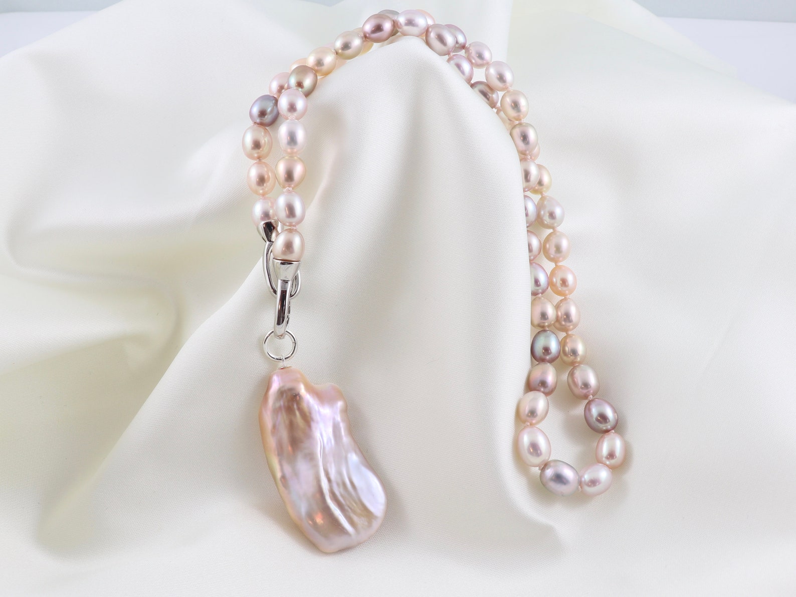 Pearl necklace large baroque pearl pendant enhancer natural Etsy