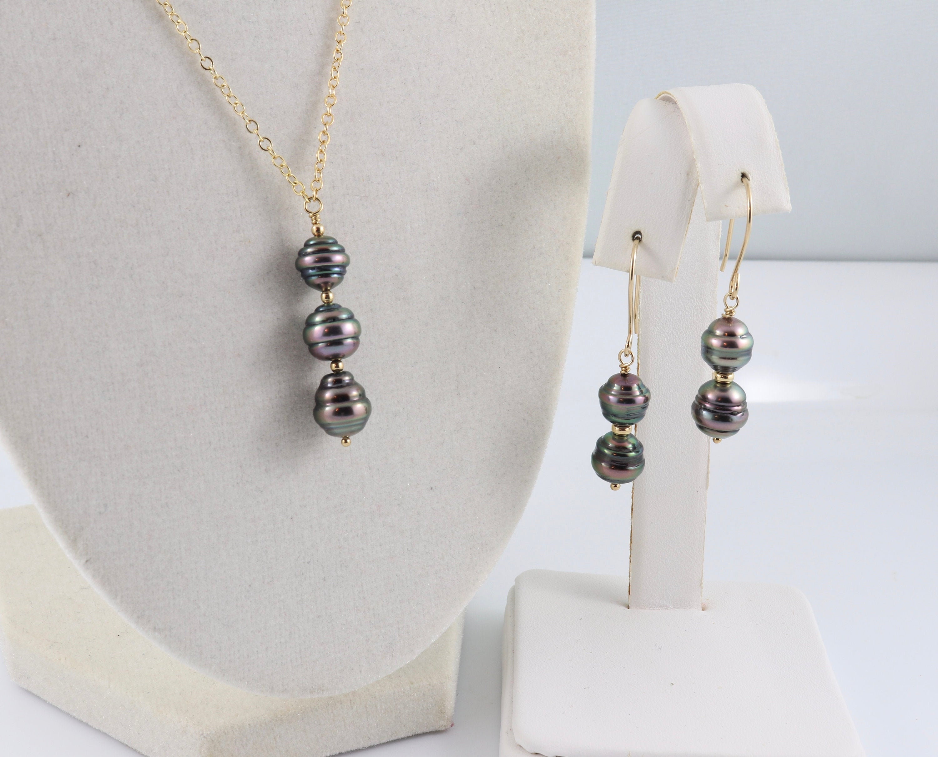 Pearl Necklace \u0026 Earring Set Tahitian 