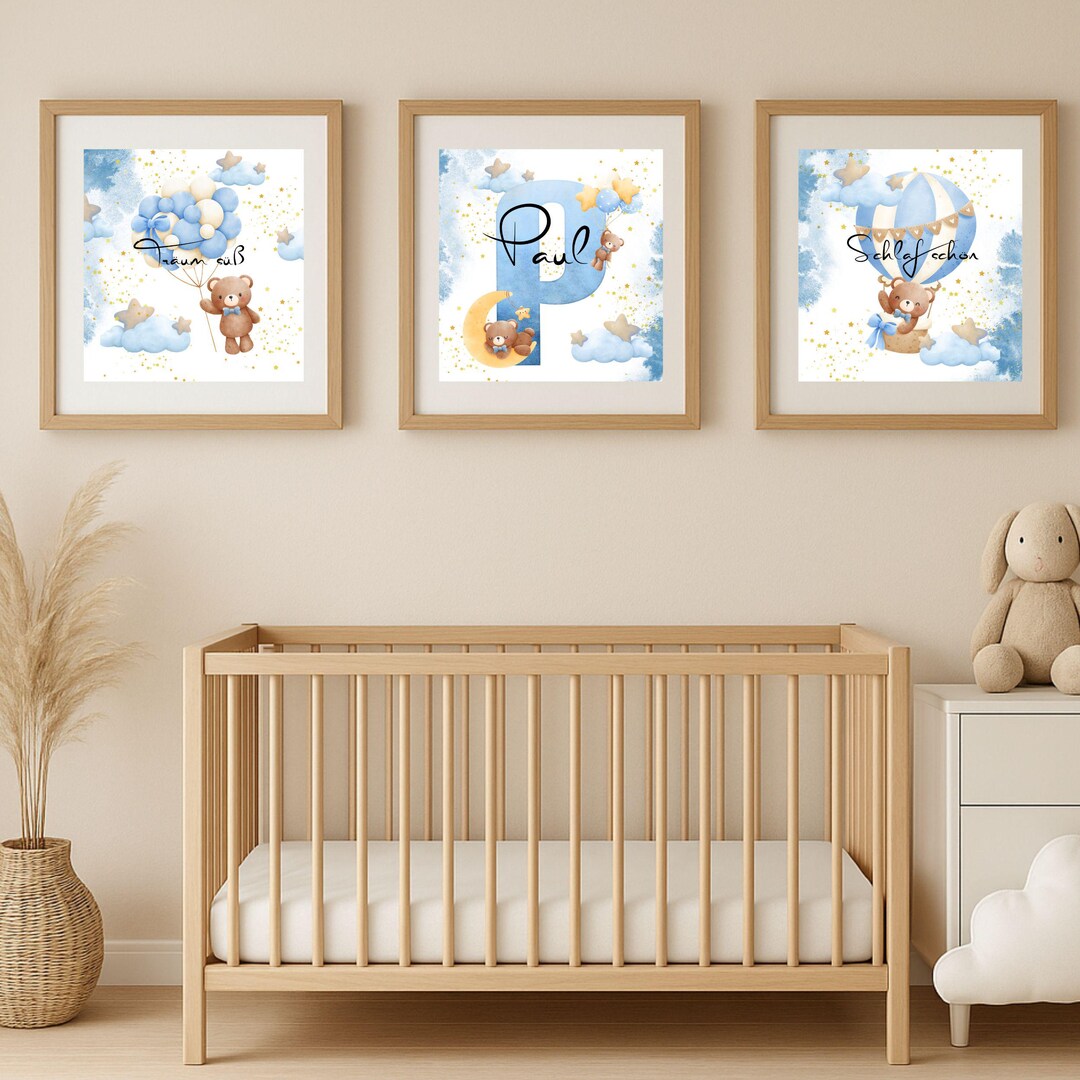 Teddy Bear Poster • Baby Room Decor • Boy • Digital Download • Square