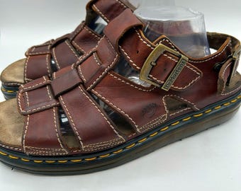 Vintage 90s Dr. Martens Fisherman Sandals Brown Leather Buckle Chunky Men\'s 12 Dr Martens Sandals Men 5 Brown Leather Fisherman Chunky  main image 4