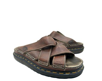 DR. MARTENS Fisherman Brown Leather Lug Sole Y2K Sandals  display picture 1