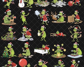 Paquete navideño del Grinch PNG, Feliz Grinchmas PNG, Grinch divertido PNG, Navidad retro PNG, Película navideña PNG, Mano del Grinch PNG