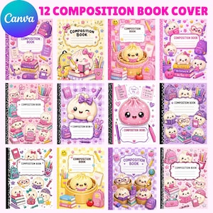 Glitter Dumplings Composition Notebook Covers, Kids Notebook Cover, Back to School Printable, Editable Canva Template,Digital Download