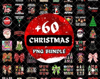 Más de 40 paquetes navideños retro PNG, Feliz Navidad PNG, Navidad PNG, Western PNG, Papá Noel PNG, Paquete PNG, Diseños de sublimación, PNG