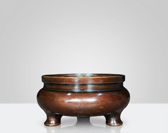 Solid Copper Three-Leg Tripod Censer Vintage Style Incense Burner  J0007