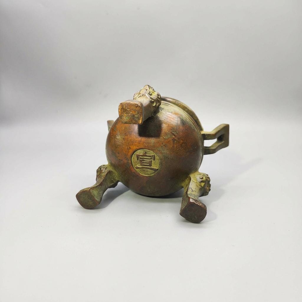 Vintage Bronze Tripod Cauldron – Antique Three-legged Ritual