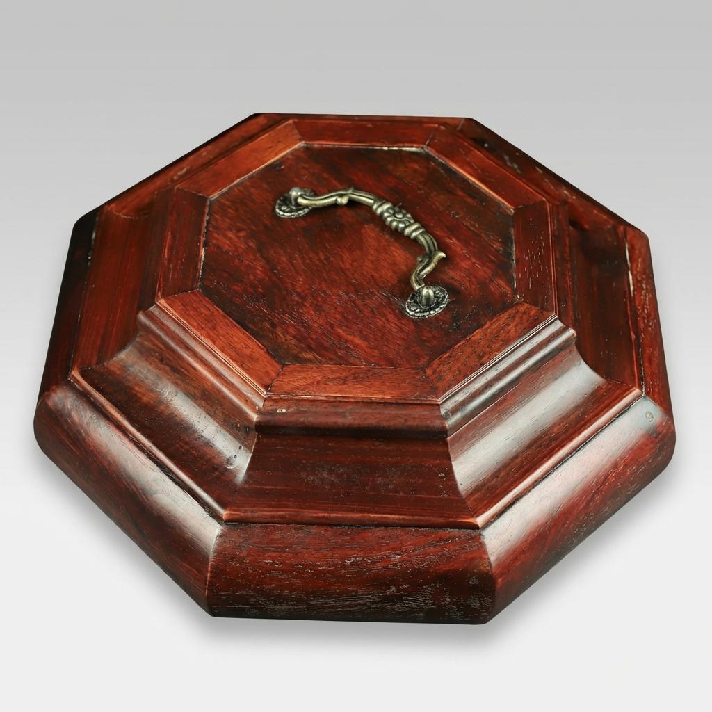 Vintage Octagonal Wooden Storage Box With Lid Decorative Keepsake