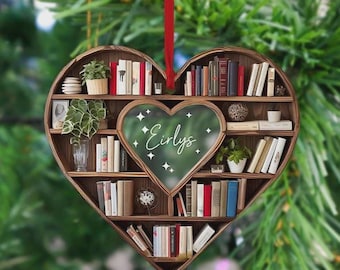 Christmas Book Tree Name Christmas Ornament,Custom Bookish Ornament For Girl Friend,Ornament Gift for Bookworm,Book Club,Christmas Tree Gift