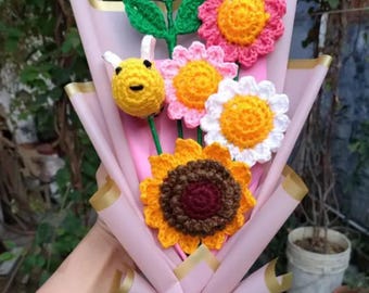 Sunflower crochet bouquet