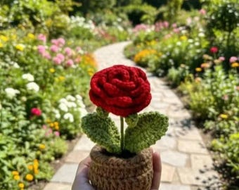Rose crochet pot