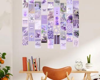 Lavender Wall Art Set, Minimalist Purple Dreamy Decor, Pastel Floral Print.