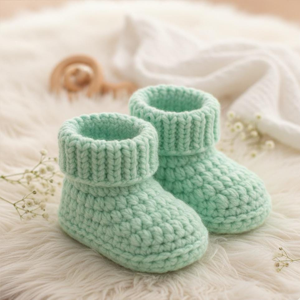 Soft Cuffed Baby Booties Crochet Pattern, Easy DIY Pattern (PDF) - Etsy