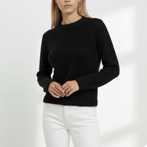 Black Soft Crochet Sweater Pattern, Easy Crochet Pullover PDF, Women’s Beginner Top, Sizes S–XXL, Instant Digital Download