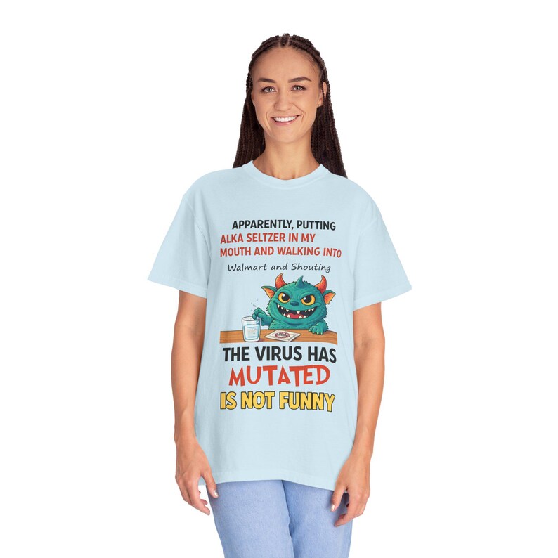 Camiseta de monstruo viral mutado / Camiseta divertida de dibujos animados de virus, humor de cuarentena imagen 14