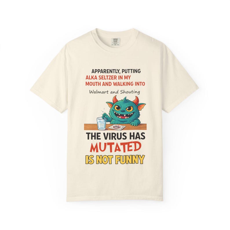 Camiseta de monstruo viral mutado / Camiseta divertida de dibujos animados de virus, humor de cuarentena imagen 4