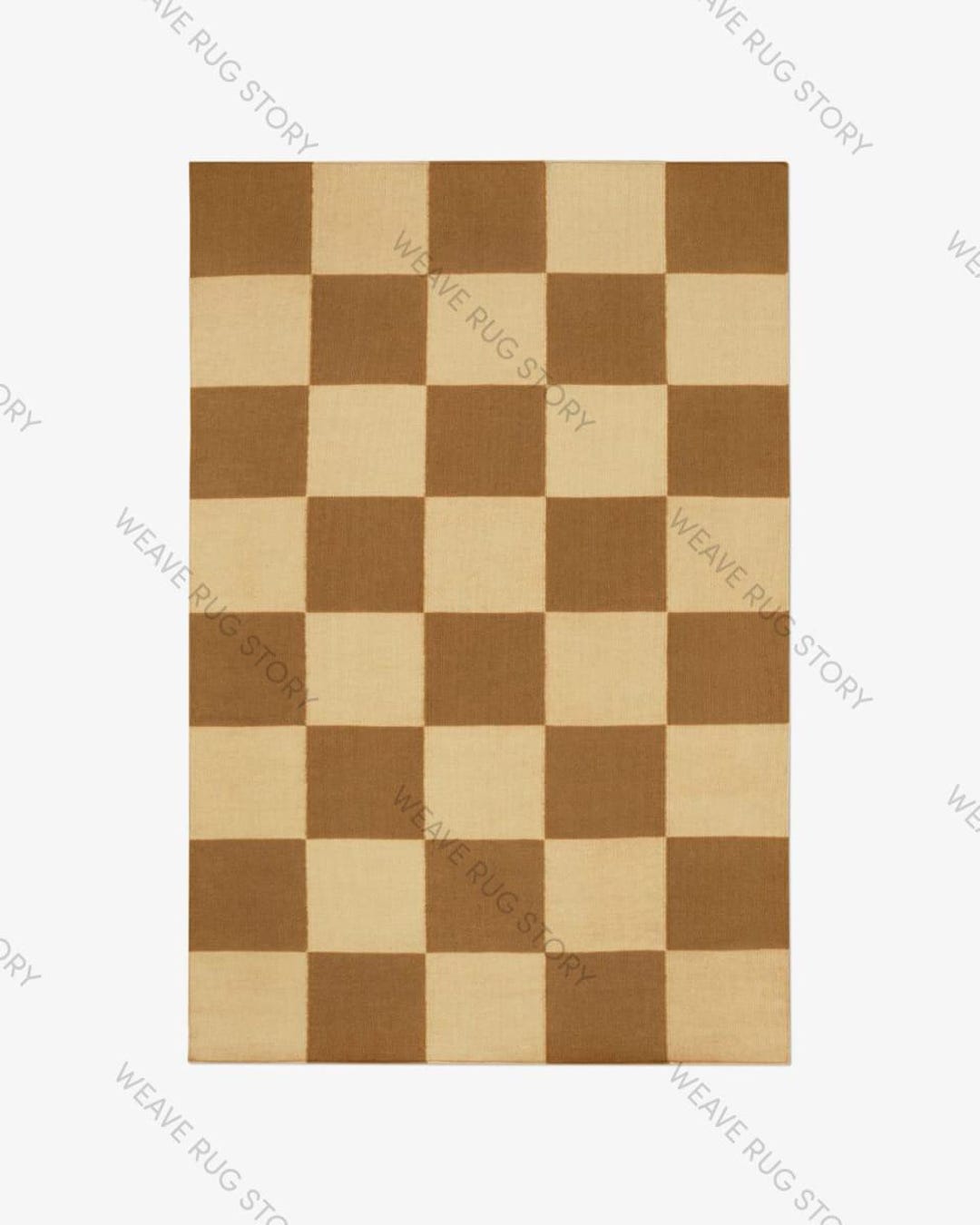 Handwoven Flatweave Brown Beige Checker Pattern Area Rug Modern ...