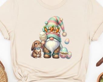 Cute Easter Shirt with Bunny, Easter Blessing Tee, Pastel Gnomes Garden T-shirt, Spring Holiday Sweatshirt, Bunny With Glasses Shirt