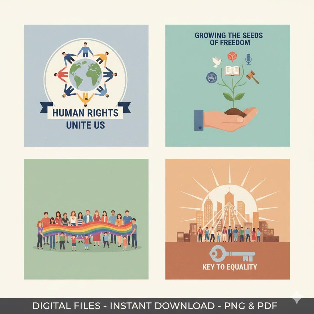 Human Rights Images Simplistic Human Rights Day Clipart Bundle - Dignity, Equality, Freedom Digital ...