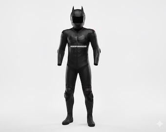 Tuta da motociclista in pelle nera corazzata fatta a mano / Equipaggiamento tattico stealth per motociclisti