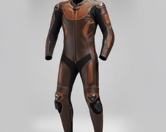 Handmade Leather Motorcycle Racing Suit | One-Piece Biker Leather Suit | Sport & Track Riding Gear for Men