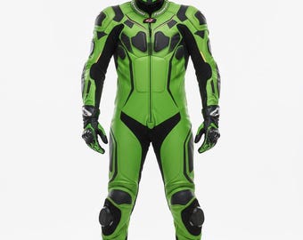 Tuta da motociclista con armatura CE fatta a mano - Tuta da motociclista in pelle personalizzata in un unico pezzo / Abbigliamento da motociclista per pista e moto sportiva
