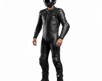 Custom Leather Motorcycle Racing Suit – Handmade Biker Suit | Black Moto GP Style | Personalized Riding Gear