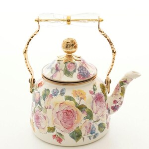 Bouilloire rose, 2,6 litres, émail sur acier avec poignée en verre