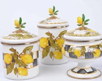 Vintage Ransburg Rooster Canister Set: Hand-painted Yellow Nesting