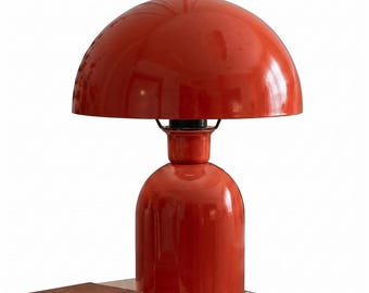 Lámpara de mesa con forma de hongo rojo, lámpara de escritorio de metal de estilo moderno de mediados de siglo, 25 x 35 cm.