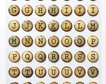 Alphabet Stickers•Typewriter keys•Stickers•Vintage typewriter keys•Vintage Font•Letters Stickers•63 stickers•self-adhesive•A-Z-new•embellish