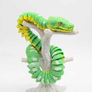 Serpiente arborícola verde articulada - Juguete antiestrés impreso en 3D