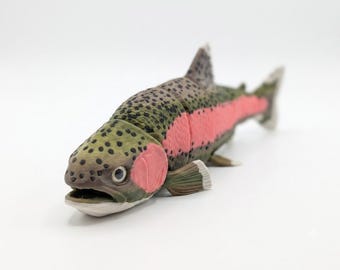 Beweglicher Regenbogenforellenfisch – 3D-gedrucktes Fidget-Spielzeug