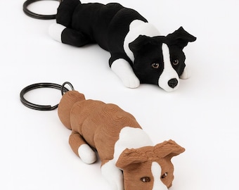Articulated Border Collie Keychain - 3D Printed Dog Fidget Toy