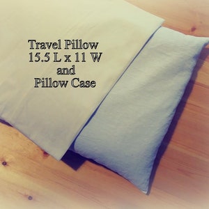 Mac's Set, Travel Size Buckwheat Hull Pillow & 1 Travel Size Pillow Case, 100% Unbleached Cotton Muslin, No Zipper image 1