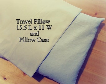 Mac's Set, Travel Size Buckwheat Hull Pillow & 1 Travel Size Pillow Case, 100% Unbleached Cotton Muslin, No Zipper