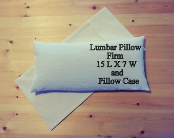 Mac's Set, Buckwheat Hull Firm Neck and Lumbar Pillow & 1 Lumbar Pillow Case, 100% Unbleached Cotton Muslin, No Zipper