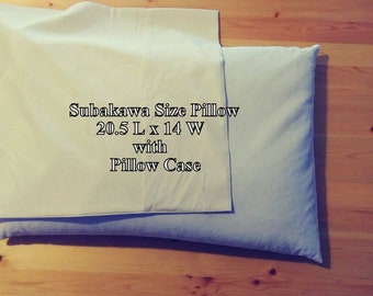 Mac's Set, Japanese Style/Size Buckwheat Hull Pillow & 1 Pillow Case, 100% Unbleached Cotton Muslin, No Zipper