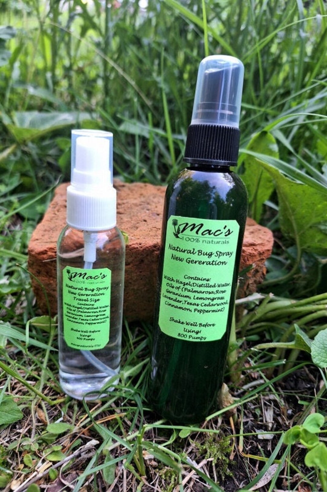 Mac's Natural Bug Spray, 4oz or 2 Oz Size, Chemical Free, Deters Flies