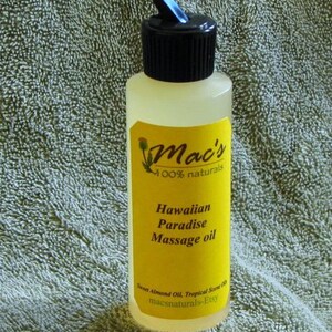 Mac's Natural Massage Oil with Organic High Oleic Sunflower Oil, Featuring Hawaiian Paradise,Variety of Scents