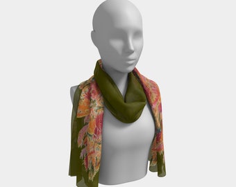 Autumn Leaves Green by TSteele.Art Long Scarf/Scarf Options / Designer Coordinates