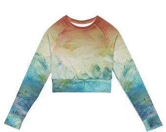 Middle Earth by TSteele.Art - Recycled long-sleeve crop top