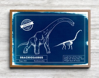 Brachiosaurus Hand coated traditionally made cyanotype