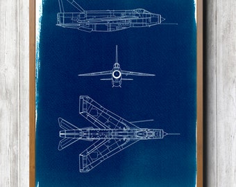 BAC Lightning Hand coated traditionally made cyanotype blueprint