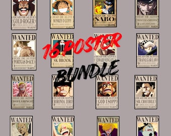 One Piece Wanted Posters Bundle, Anime Wall Art, Straw Hat Pirates Prints (Digital Download)