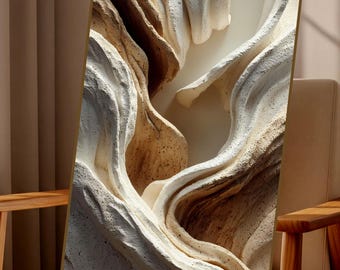 Textured Abstract Wall Art Print, Neutral Beige Modern Art, Organic Sculptural Canvas Style, Minimalist Wall Decor, Digital Download